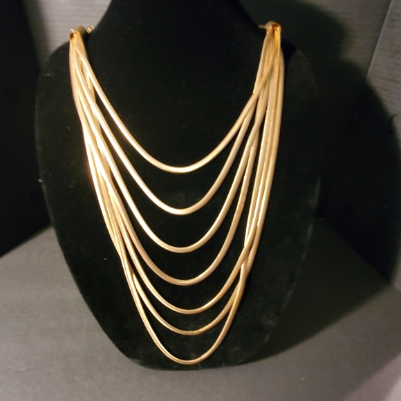 Multi Strand Gold Necklace with Earrings. - Picture 14 of 15
